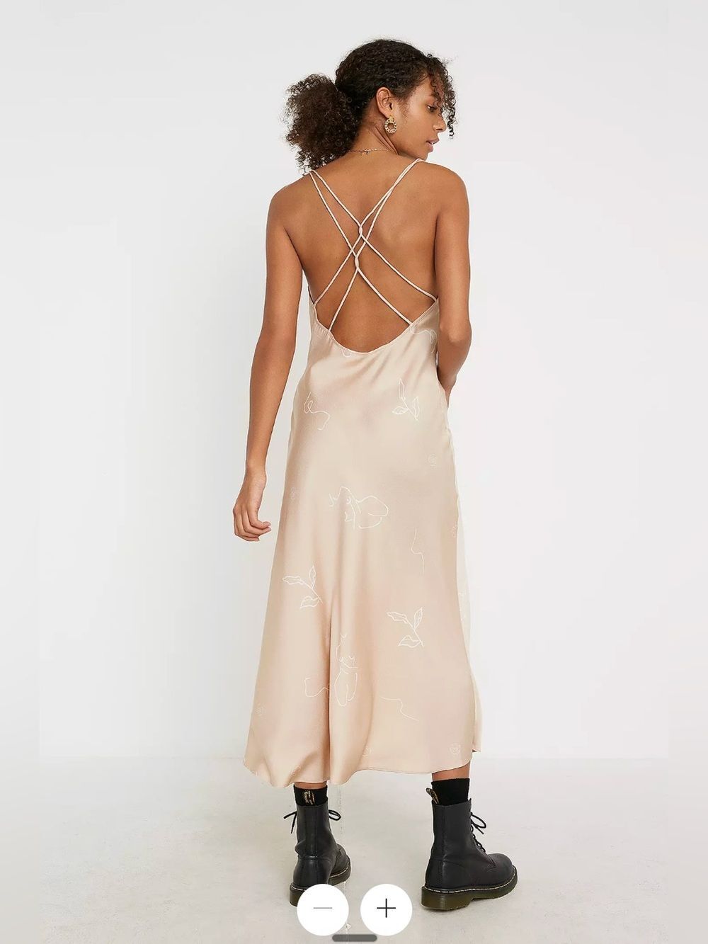 Finders Keepers Champagne Satin Midi Slip Dress with Side Slit - Picture 2 of 8